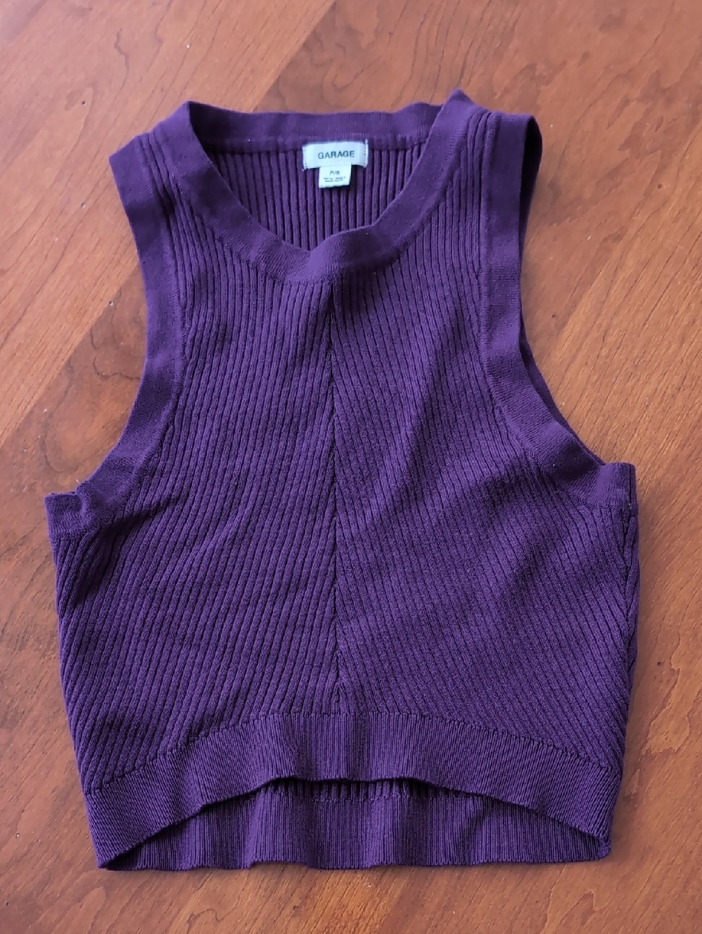 Garage Plum Ribbed Cropped Tank Top